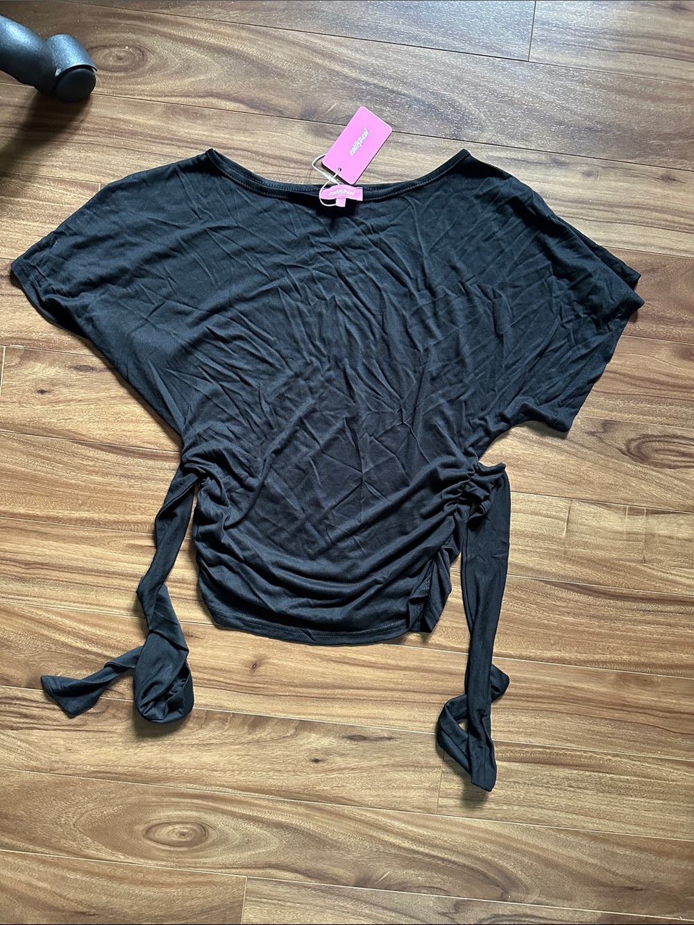 Edikted Black Tie-Side Dolman Crop Top
